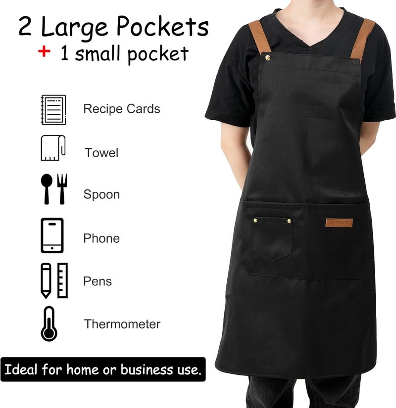DILLMAN Art Aprons for Men Women Painting Pottery Baking, H Back Straps Waterdrop Kitchen Chef Cooking Apron with Pockets - Image 5